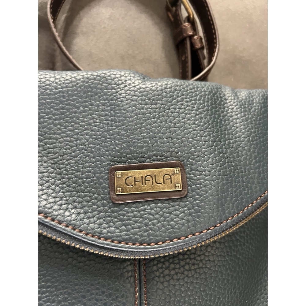 Chala Faux Leather Crossbody Purse Flap Top Shoulder Bag Blue Solid - Picture 2 of 10